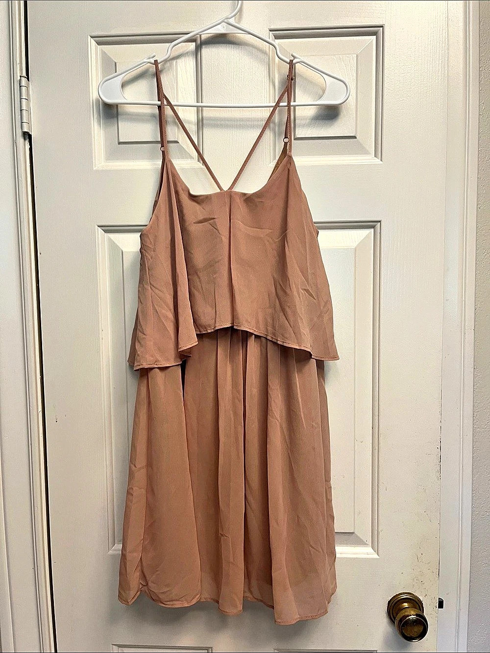 Vernacular natural/blush chiffon Layered Dress S NWOT